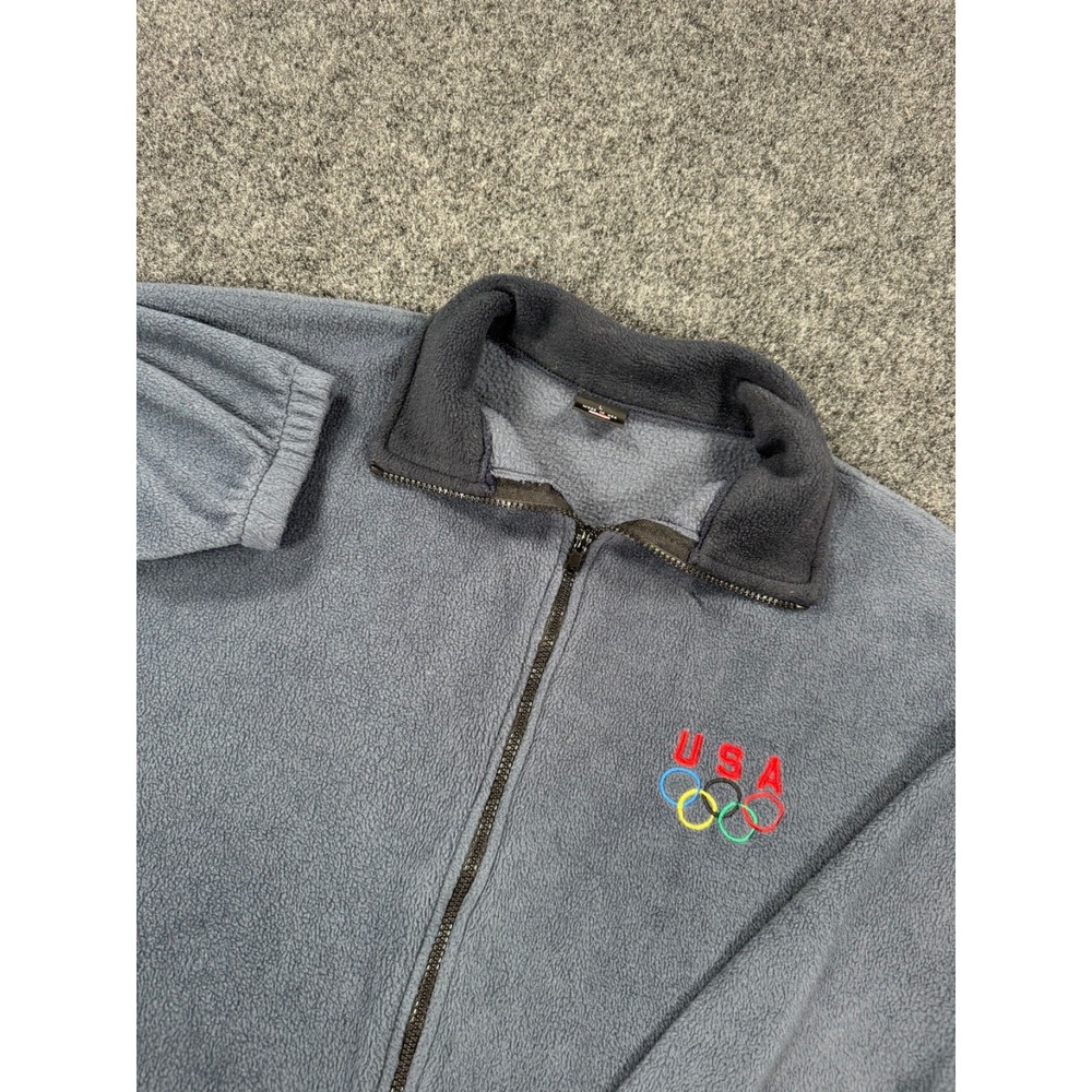 VTG USA Olympics Fleece Jacket Mens Large  Full Zip Made in USA Embroidered